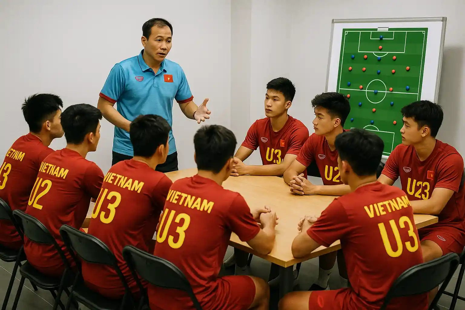 U23 Việt Nam nghỉ xả hơi sau khi thắng U23 Philippines (2-1) 4 HLV U23 Việt Nam họp chiến thuật sau buổi tập hồi phục